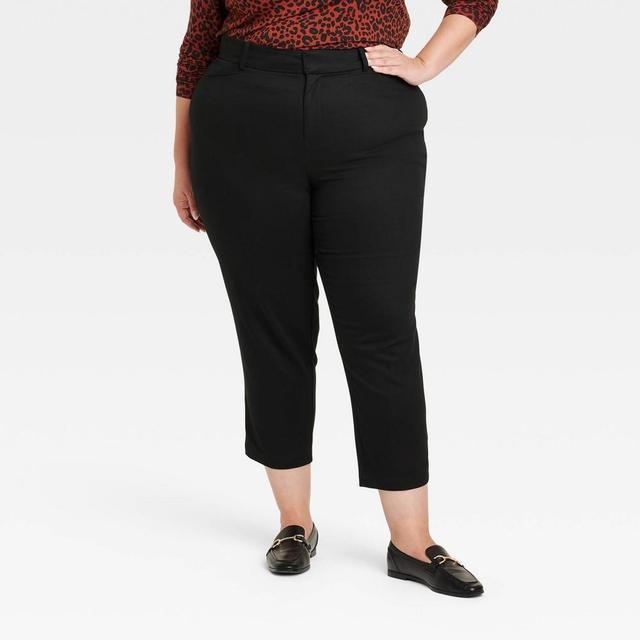 Womens High-Rise Ankle Tapered Pants - Ava & Viv Black 26 Product Image