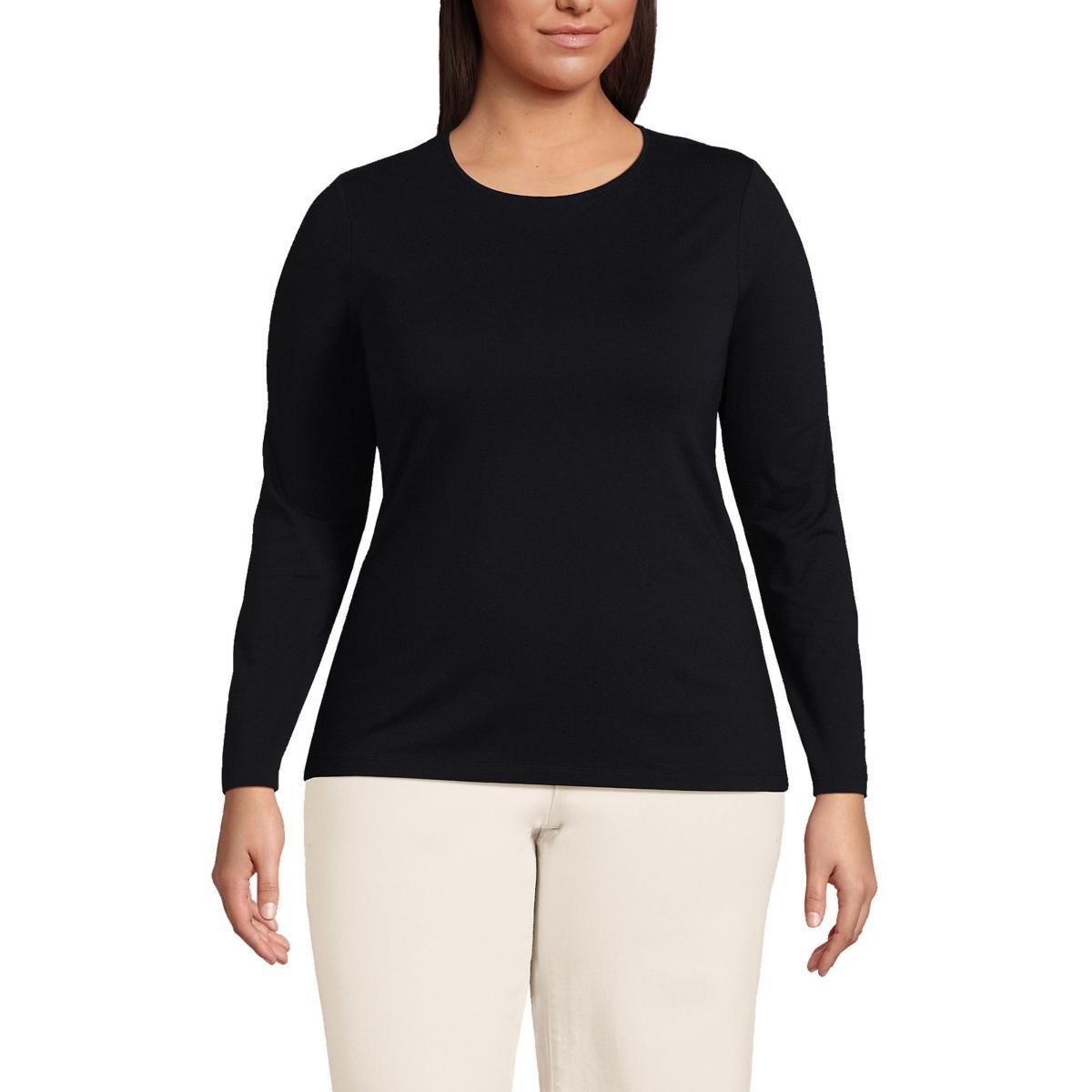 Lands End Plus Size Long Sleeve Lightweight Jersey Crew Neck Top Product Image