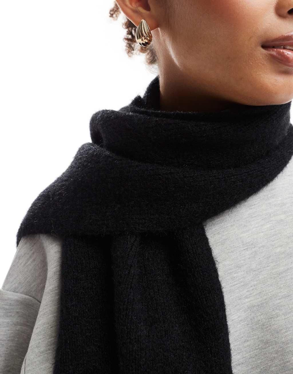 Cotton On fluffy scarf in black Product Image