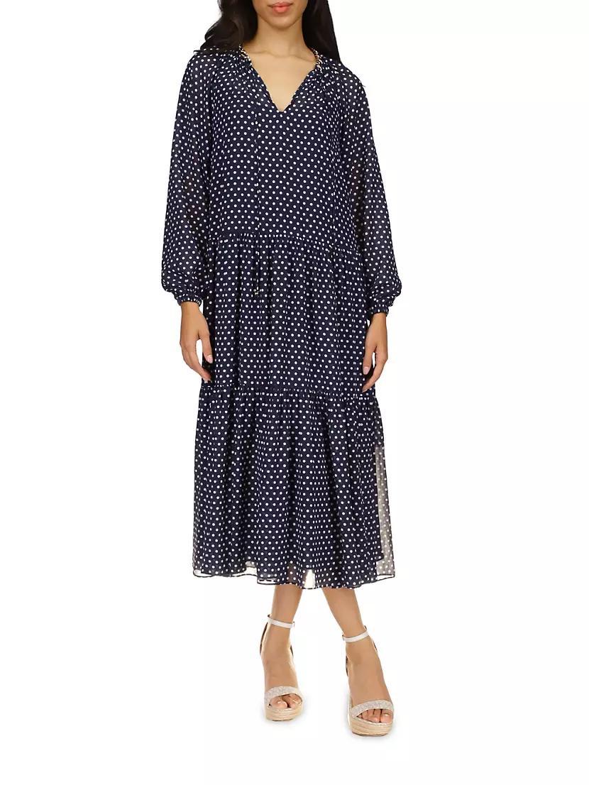 Polka-Dot Tiered Maxi Dress Product Image