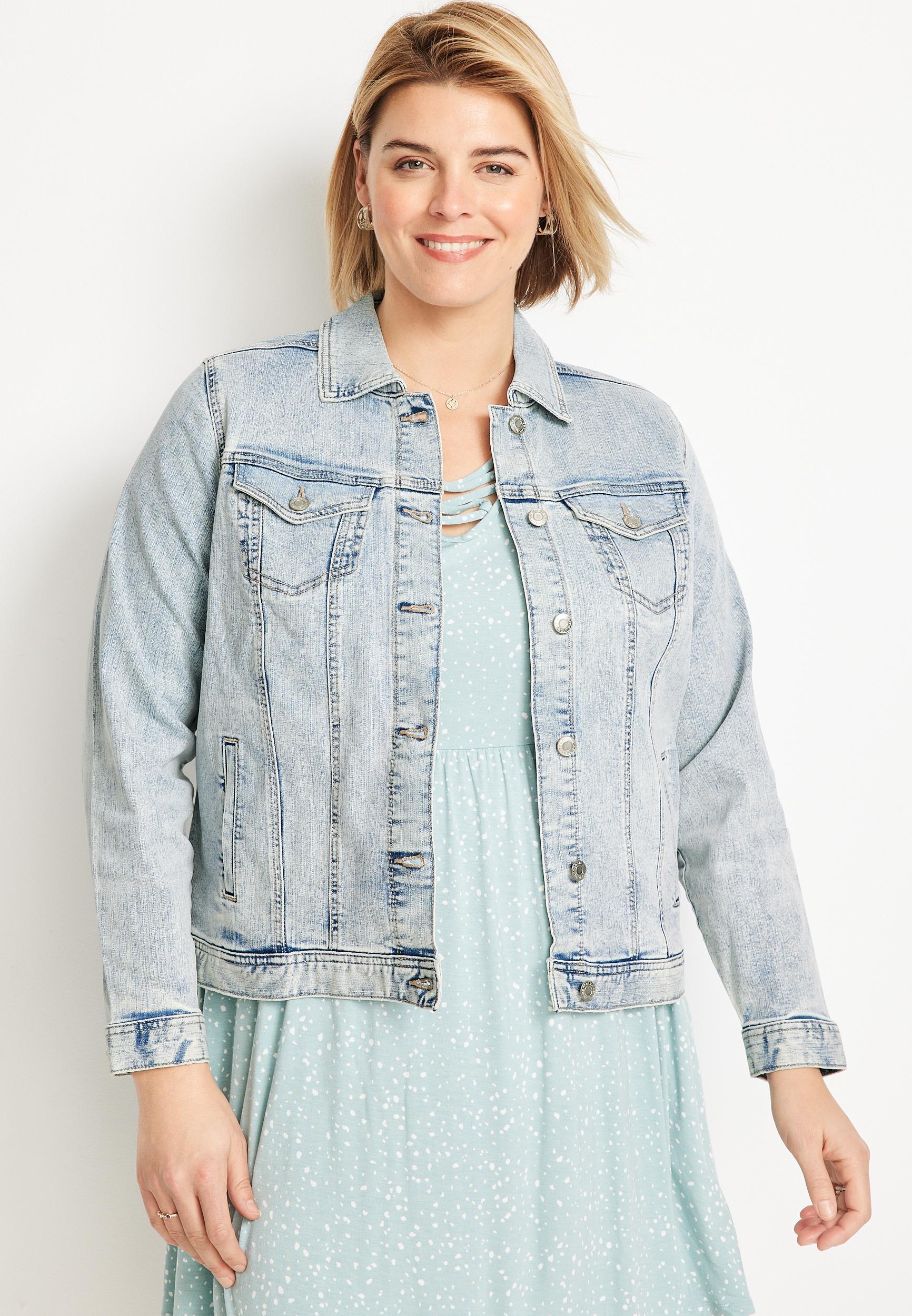 Maurices Plus Size Womens Blue Denim Jacket Size 3X Product Image