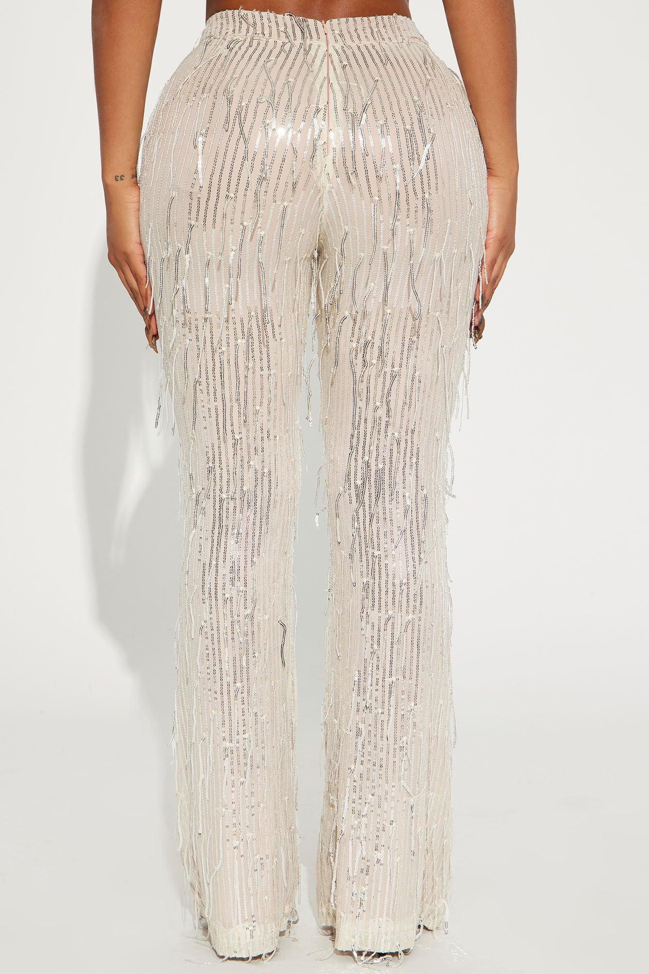 Out All Night Sequin Pant - Cream Product Image