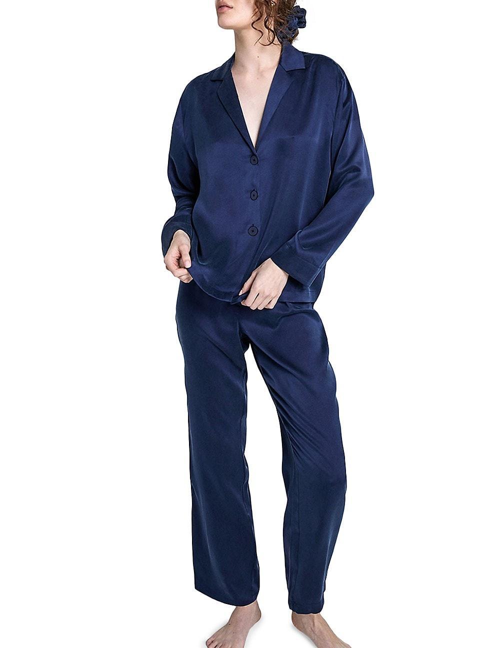 Womens Silk Long-Sleeve Pajamas Product Image