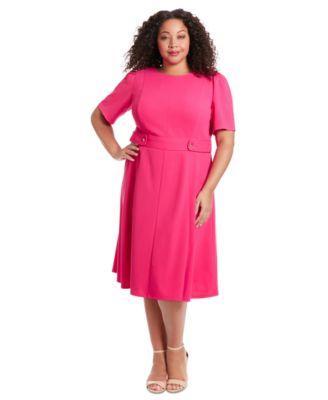 Plus Size Fit & Flare Scuba Crepe Midi Dress Product Image