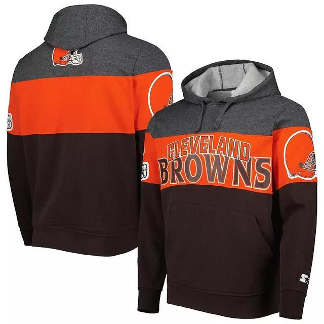 Mens Starter Brown/Heather Charcoal Cleveland Browns Extreme Pullover Hoodie Product Image