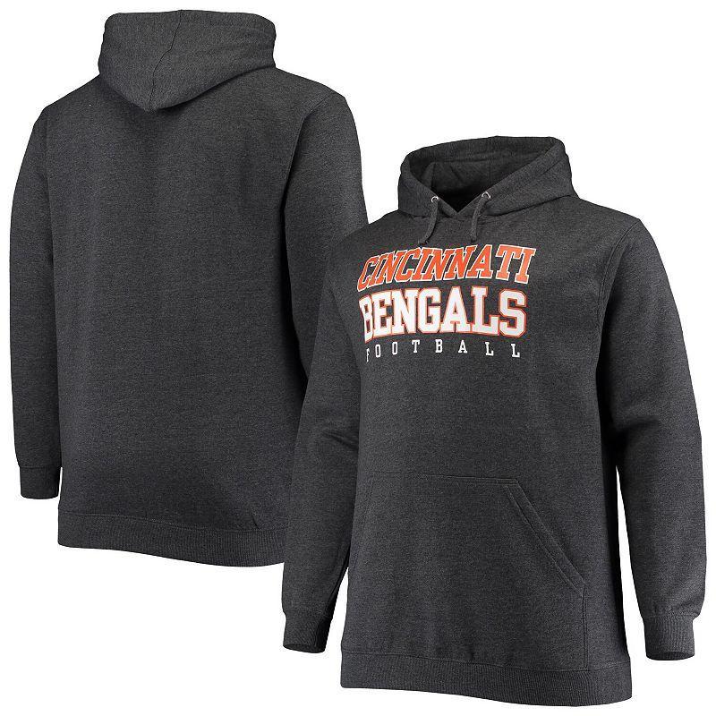 Men's Fanatics Branded Heathered Charcoal Cincinnati Bengals Big & Tall Practice Pullover Hoodie Product Image