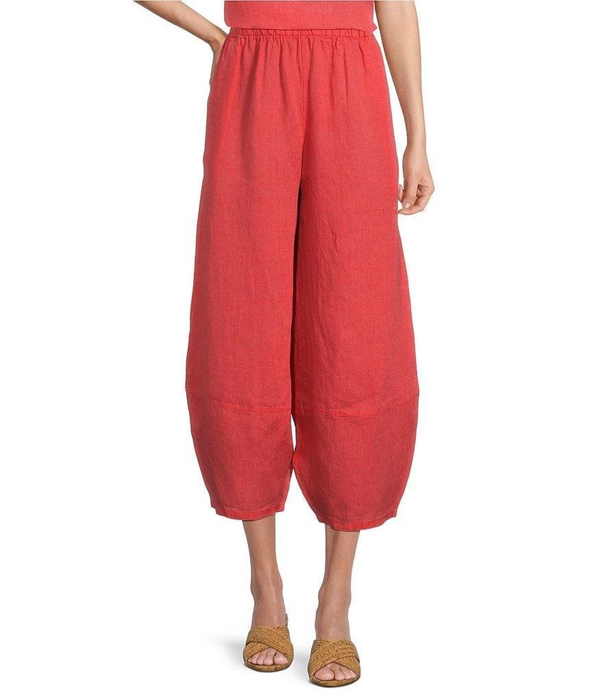 Bryn Walker Oliver Cross-Dyed Linen Lantern Leg Pull-On Coordinating Cropped Pants Product Image