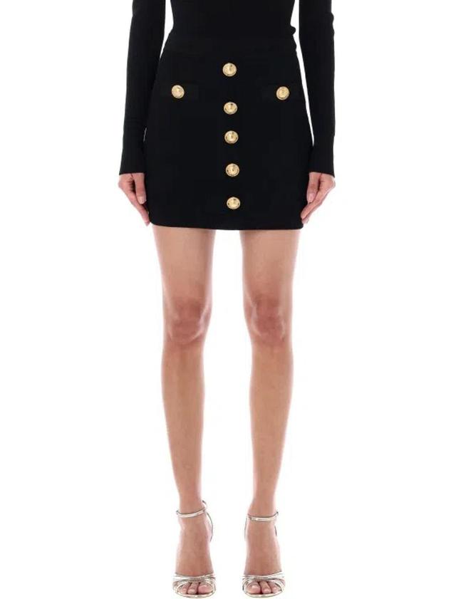 BALMAIN Knit Skirt With Buttons In Black Product Image