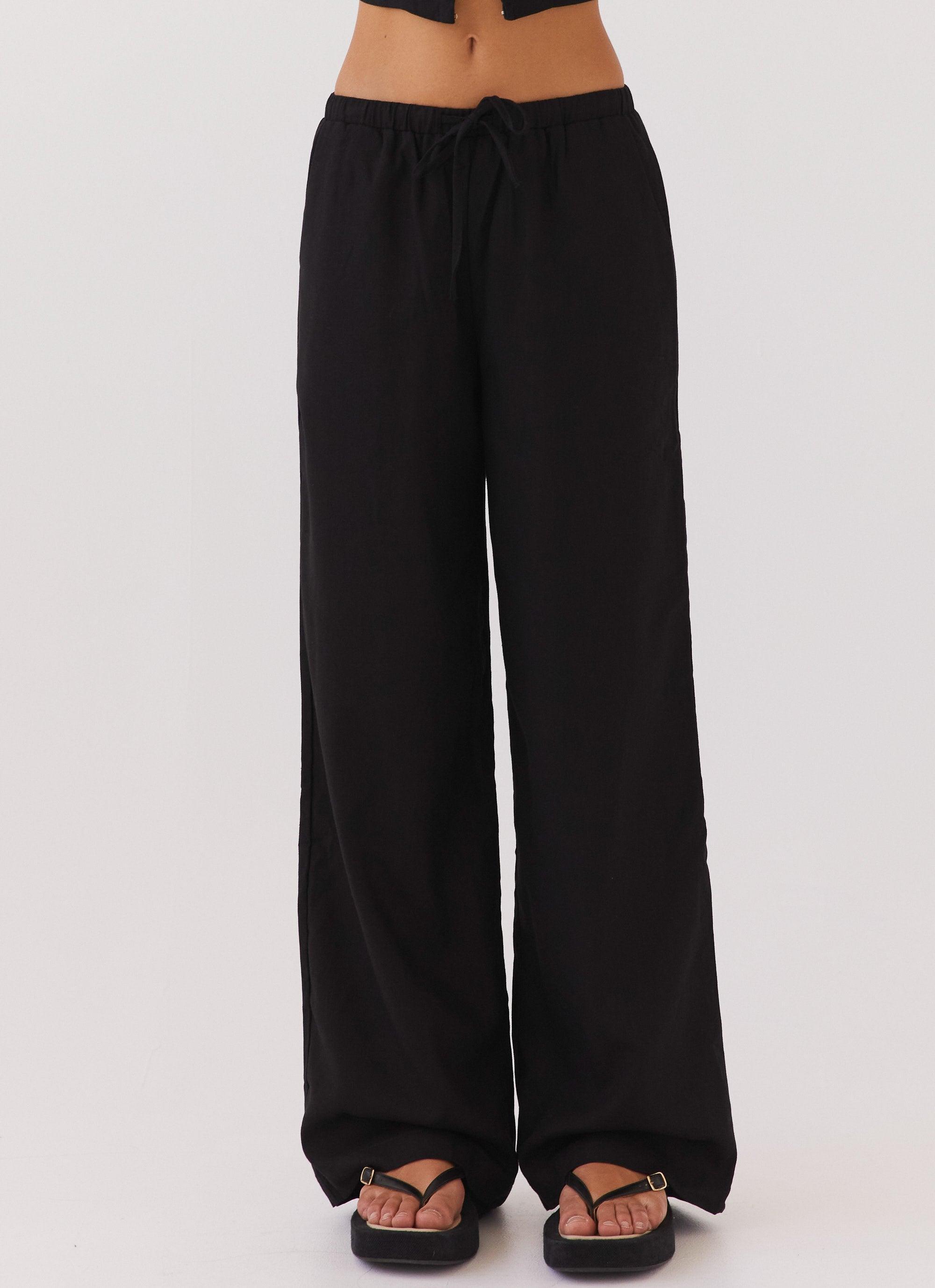 Fresh Face Linen Pants - Black Product Image