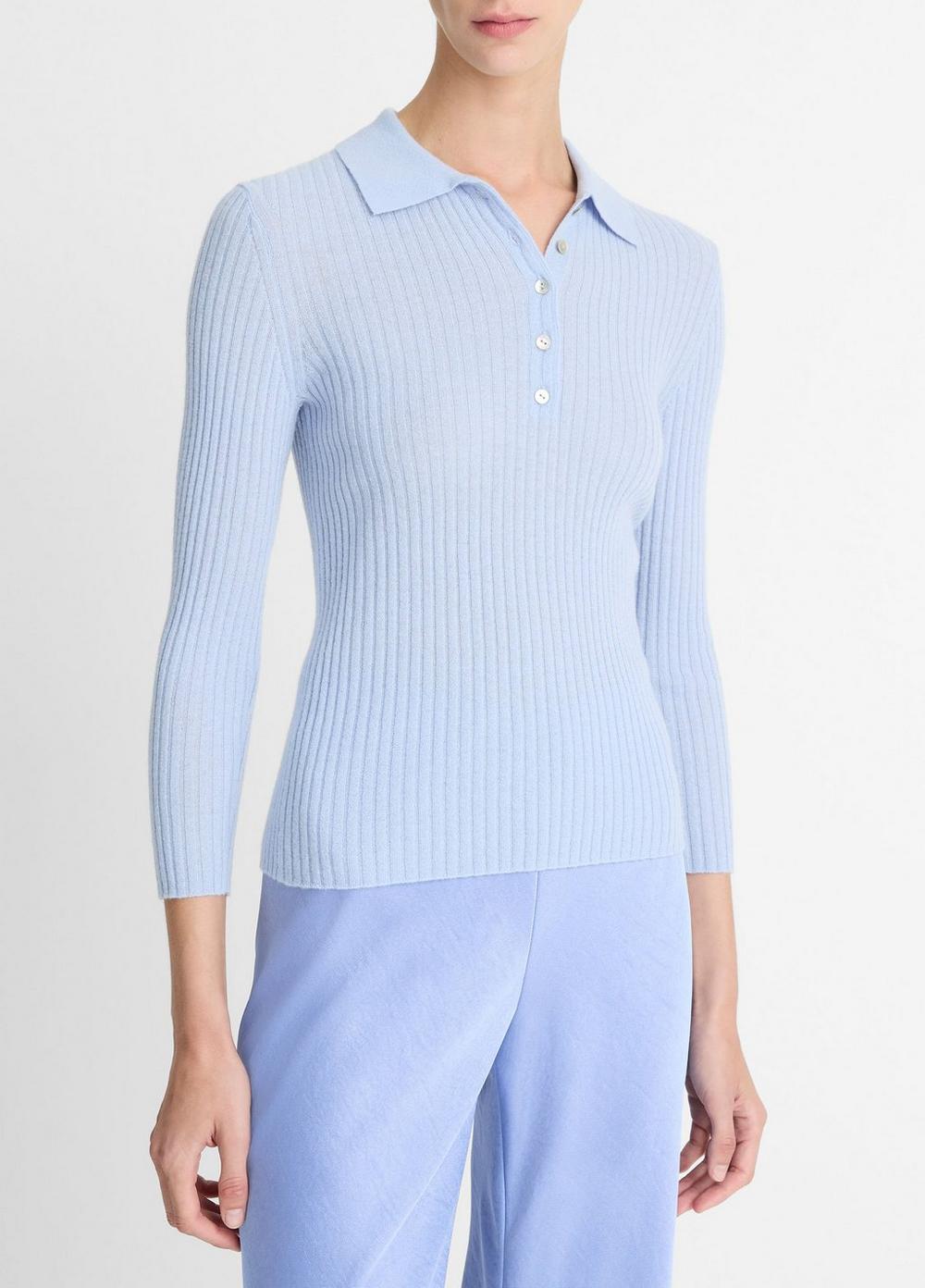 Womens Cashmere-Blend Polo Sweater, Kyanite, Size M Vince Product Image