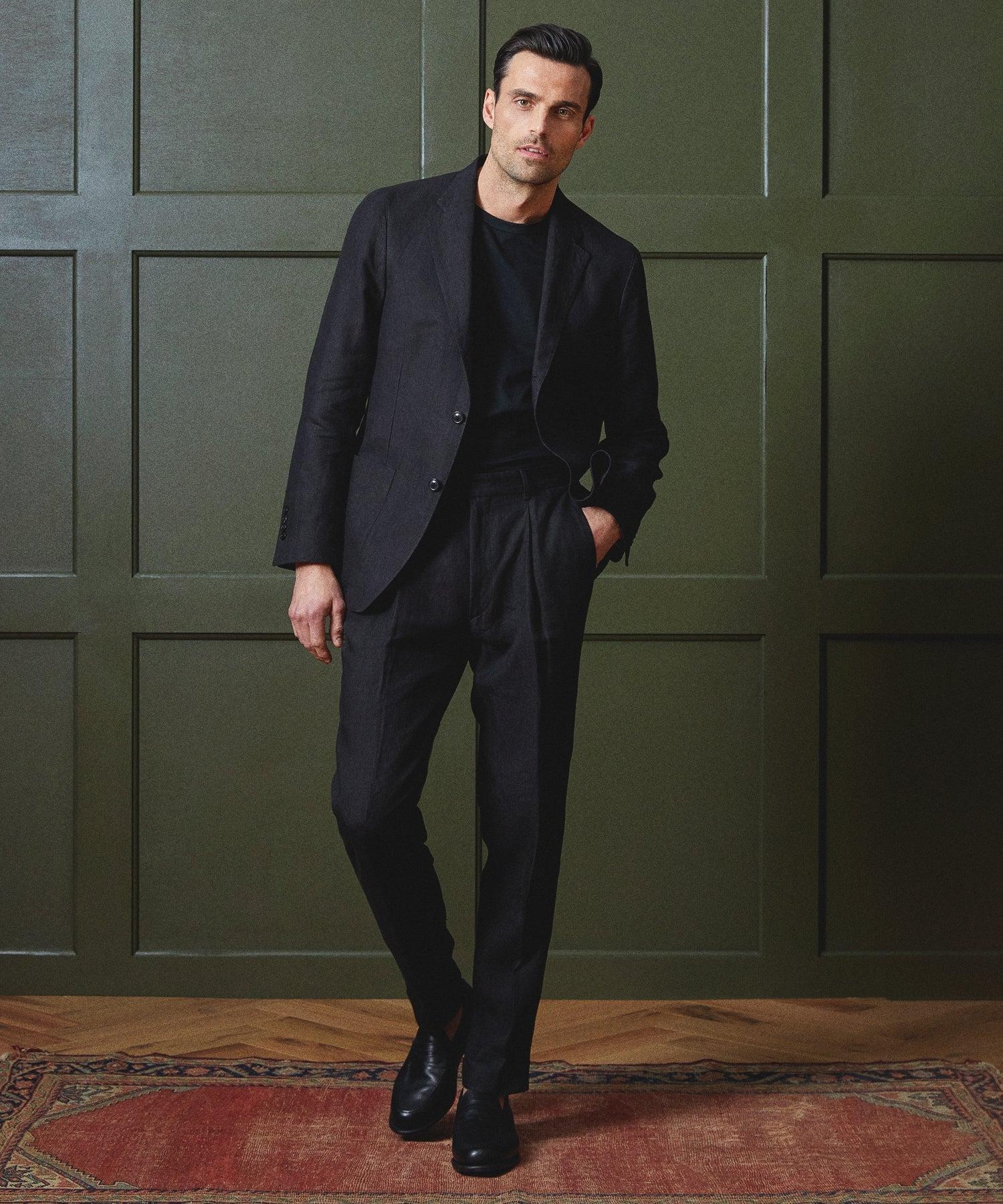 Italian Linen Madison Trouser in Black Product Image