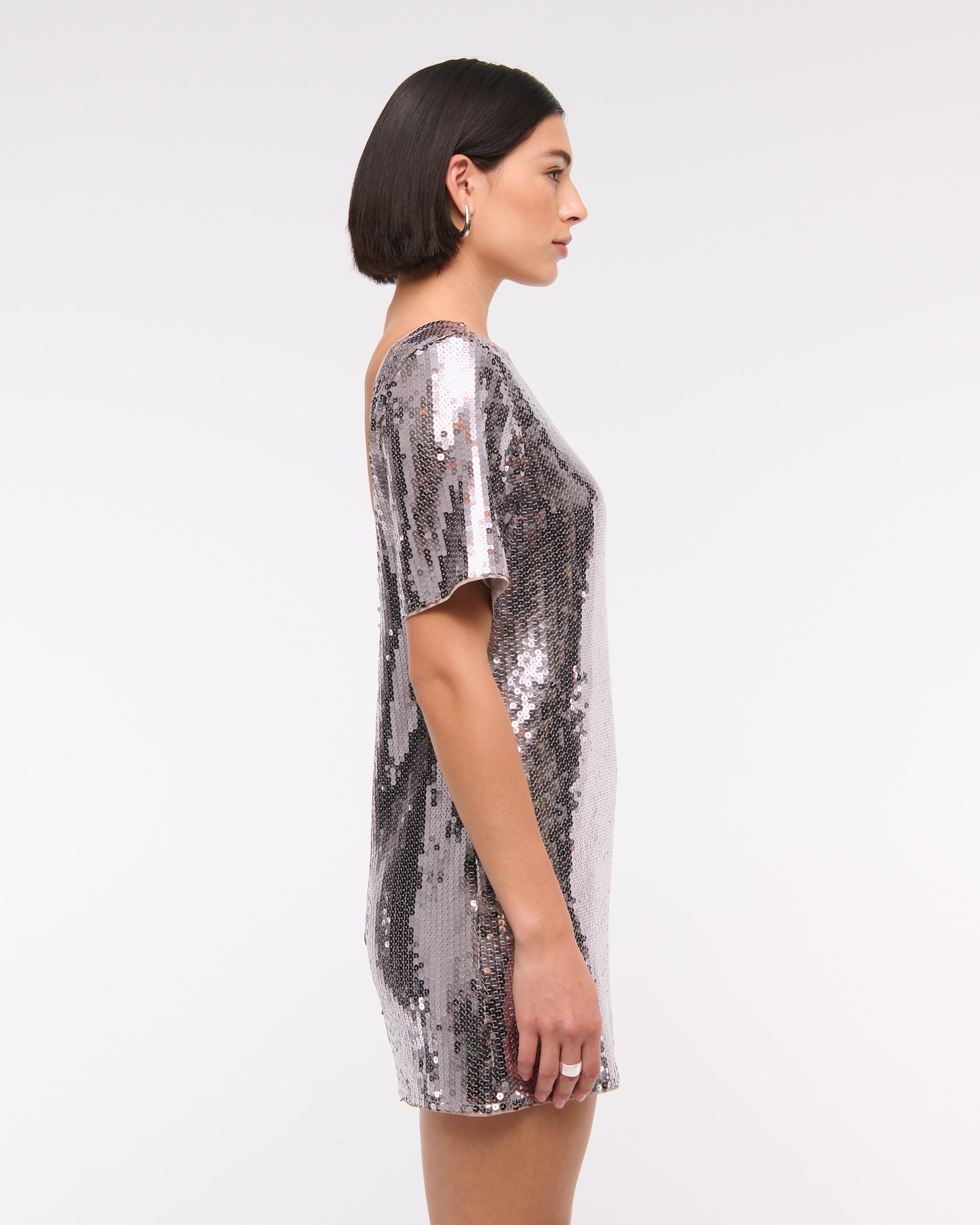 Sequin Tee Shift Mini Dress Product Image