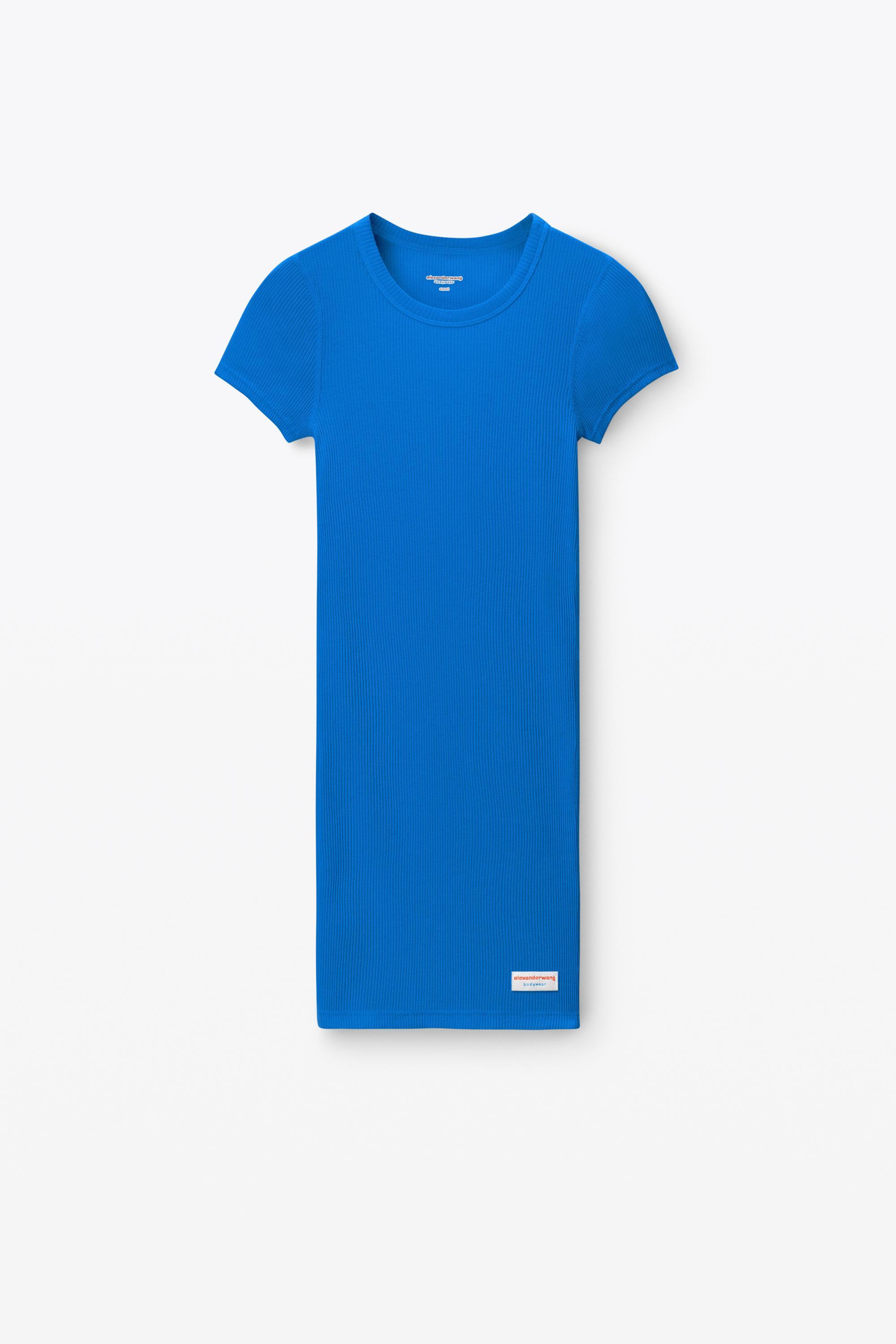 Short-sleeve Loungewear Dress In Ribbed Cotton Product Image