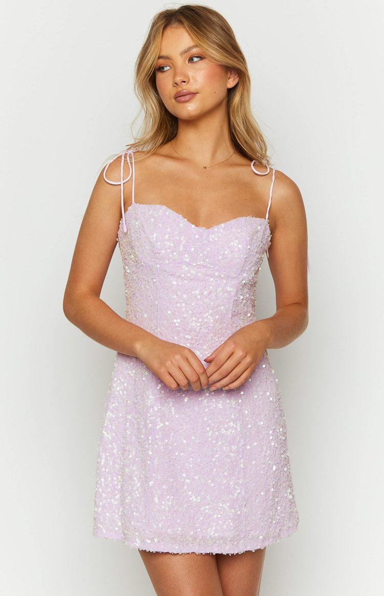 Penny Lane Purple Sequin Mini Dress Product Image