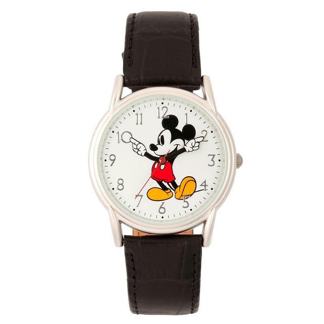 Disneys Mickey Mouse Mens Silver Tone Cardiff Watch, Womens Black Product Image