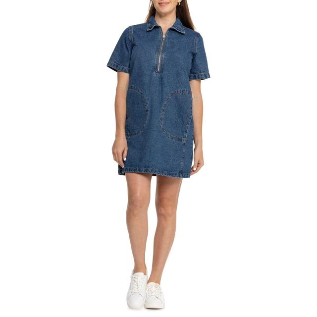 Blank NYC A-Line Denim Mini Dress - Short Sleeve Product Image