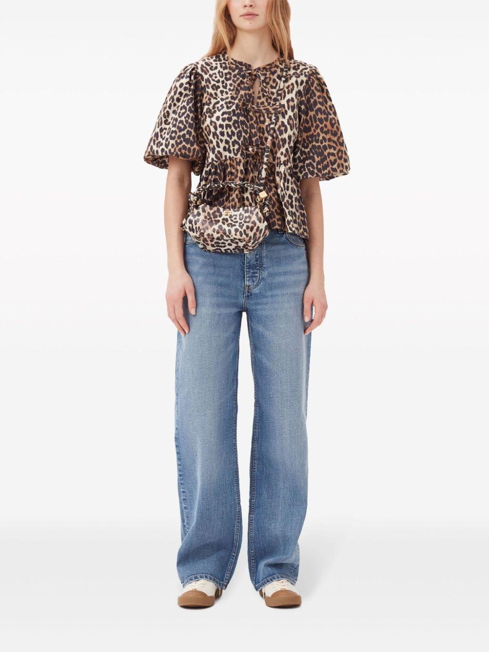 leopard-print organic-cotton blouse Product Image