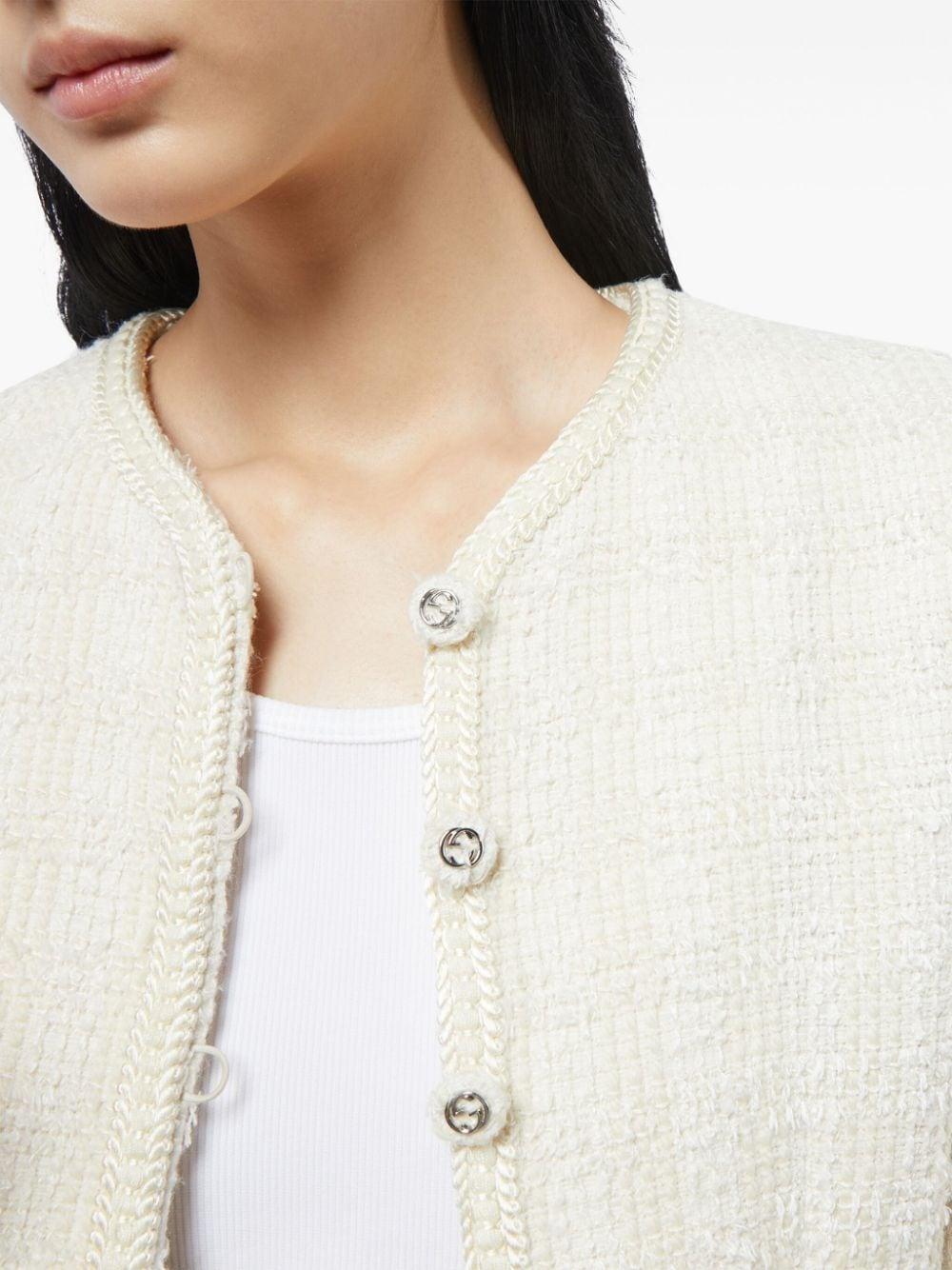 Button-up Tweed Jacket In Ivory/mix Product Image