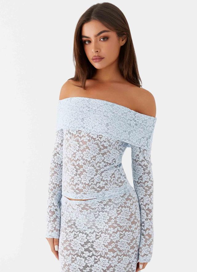 Zephyra Lace Long Sleeve Top - Blue Cloud Product Image