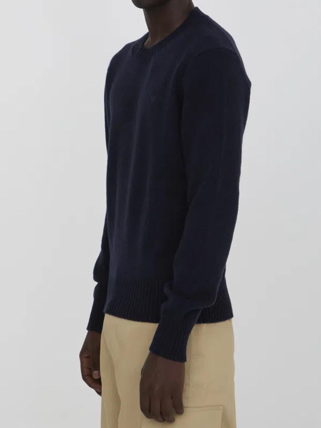 Ami Paris Ami De Coeur Crewneck Jumper In Blue Product Image