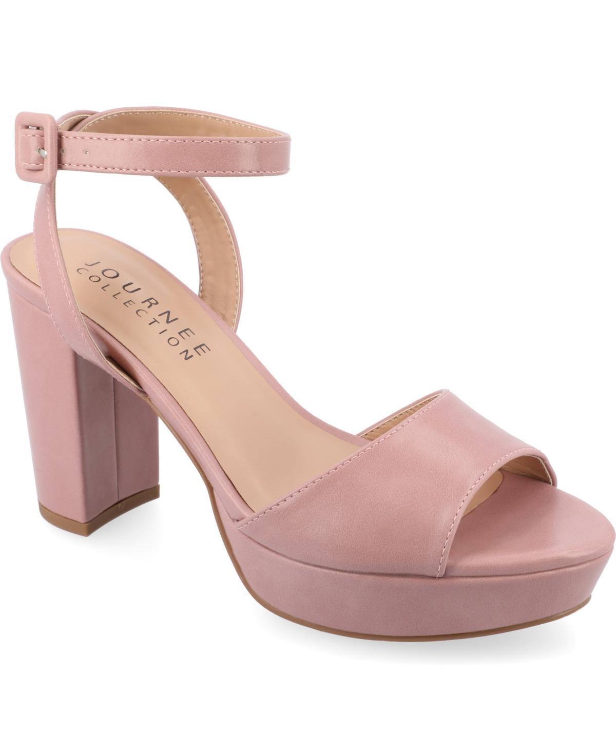 Journee Collection Womens Nairri Platform Block Heel Dress Sandals - Rose Faux Leather- Polyurethane Product Image