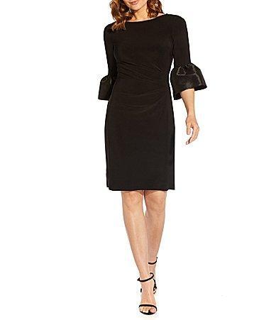 Adrianna Papell Short Draped Bell Sleeve Jersey Dress Product Image