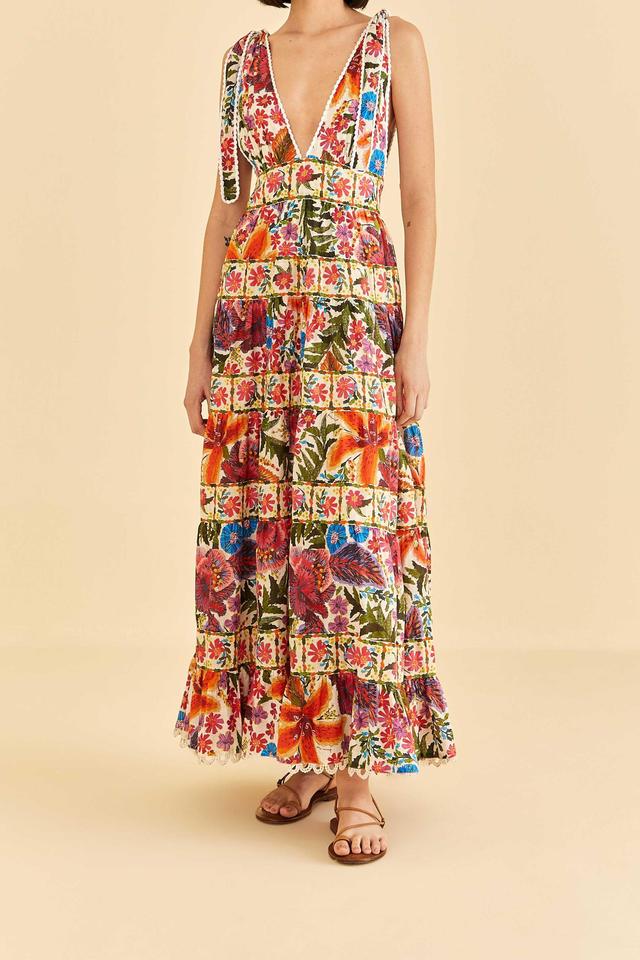 Off-White Tropical Yard Sleeveless Midi Dress Product Image