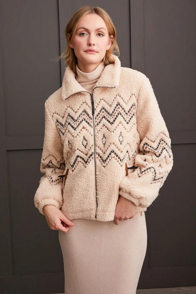 Lined Boucle Sherpa Jacket with Embroidery Product Image