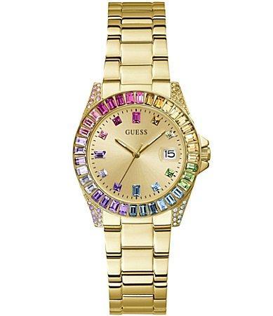 Guess Womens Date Gold-Tone Stainless Steel Watch, 34mm - Gold Tone Product Image