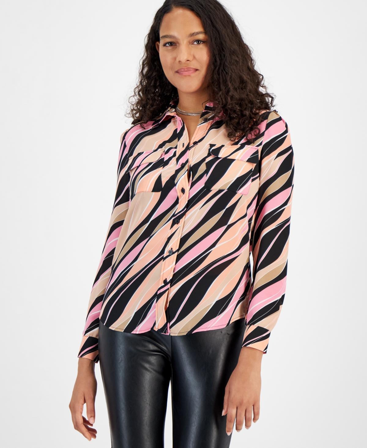 Women's Wave-Print Button-Up Shirt, Created for Macy's Product Image