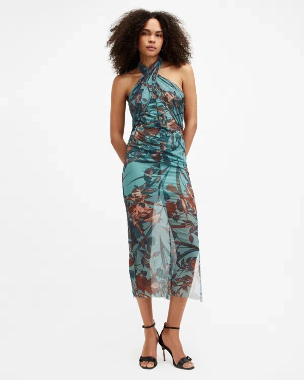 Kaih Batu Halter Dress In Lagoon Blue Product Image