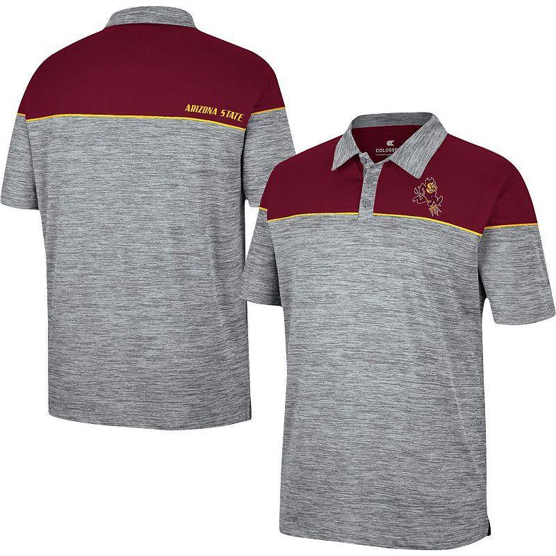 Mens Colosseum Heathered Gray/Maroon Arizona State Sun Devils Birdie Polo Product Image