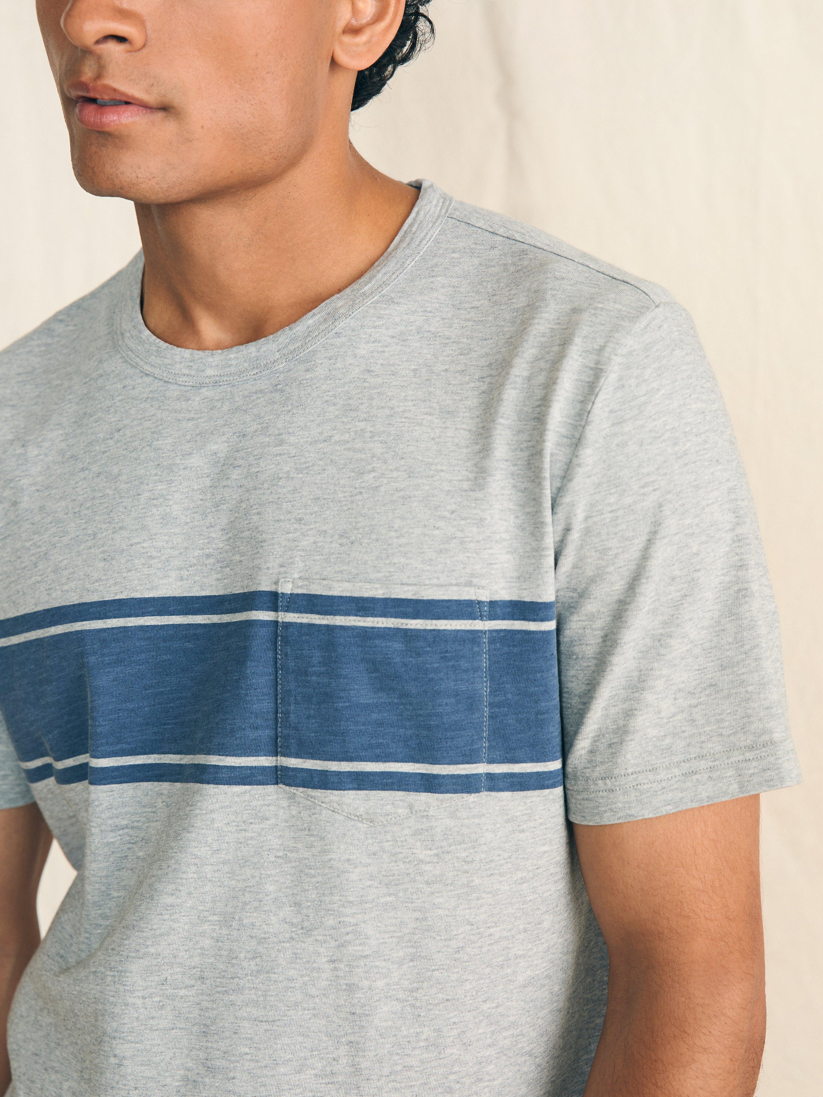 Surf Stripe Sunwashed Pocket Tee - Heather Grey Male Product Image