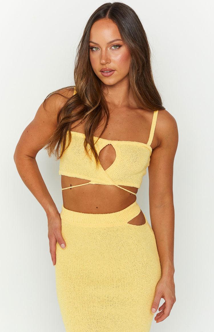 Annabella Yellow Crop Top Product Image