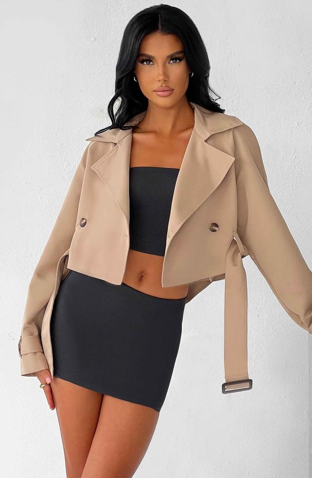 Caprice Cropped Trench Coat - Beige Product Image