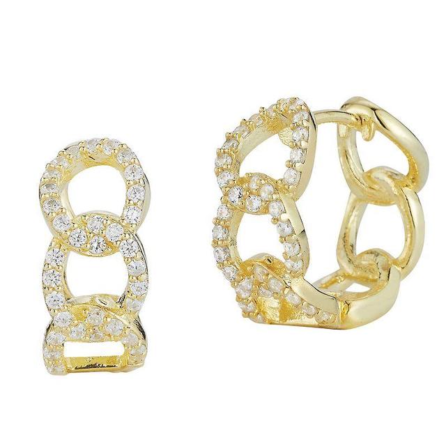 Sunkissed Sterling Sterling Silver Cubic Zirconia Curb Hoop Earrings, Womens, Gold Product Image