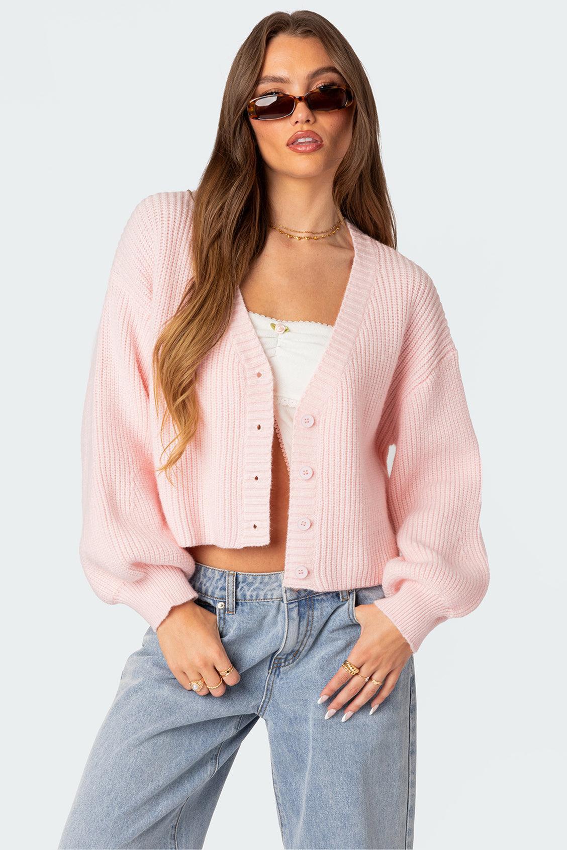 Sabrina Chunky Knit Cropped Cardigan Product Image