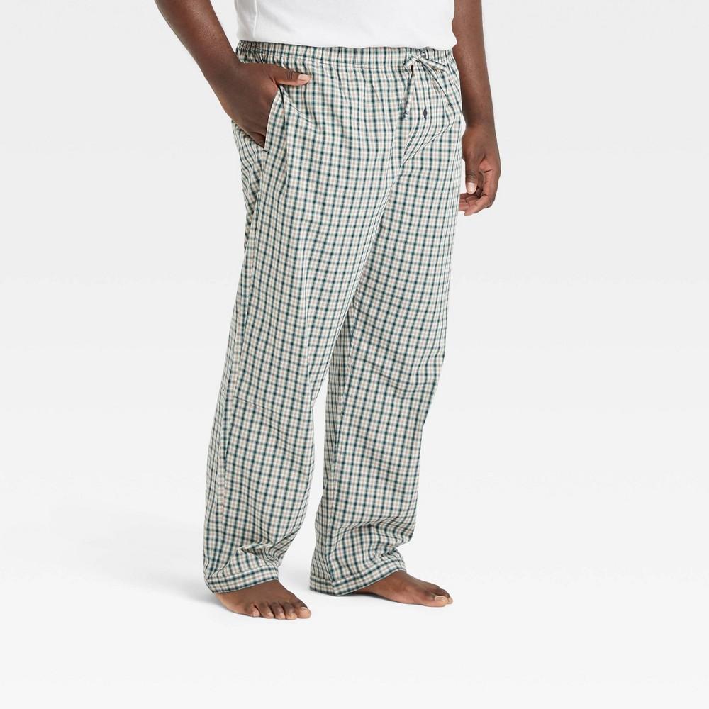 Mens Big & Tall Plaid Poplin Pajama Pants - Goodfellow & Co Aqua 5XL Product Image