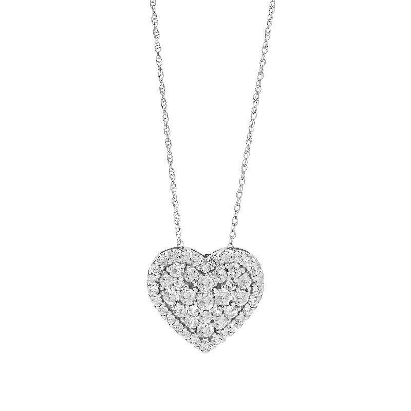 Love Always Sterling Silver Lab-Created White Sapphire Heart Pendant Necklace, Womens Product Image