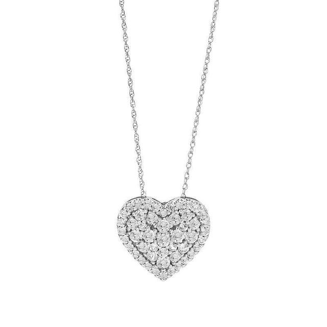 Love Always Sterling Silver Lab-Created White Sapphire Heart Pendant Necklace, Womens Product Image