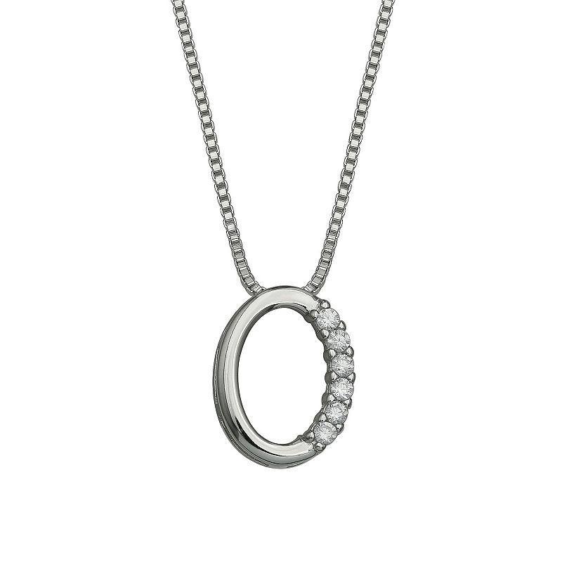 PRIMROSE Sterling Silver Cubic Zirconia Initial Pendant Necklace, Womens Silver Tone M Product Image