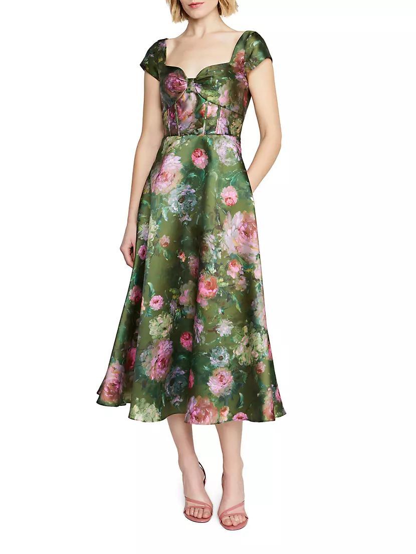 Libby Floral Satin Midi-Dress Product Image