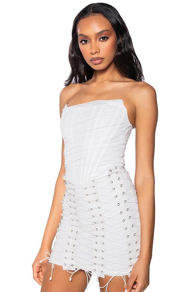 LACE ME UP MESH MINI DRESS Product Image