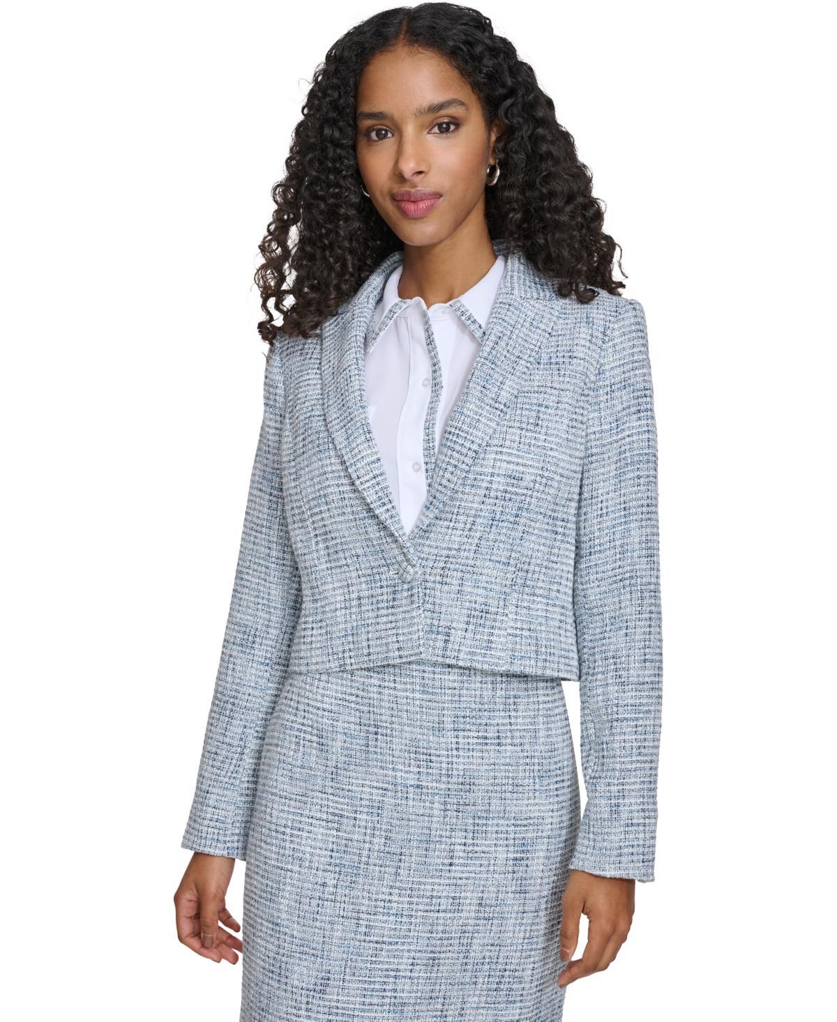 Calvin Klein Womens Peak-Lapel Single-Button Cropped Blazer product image