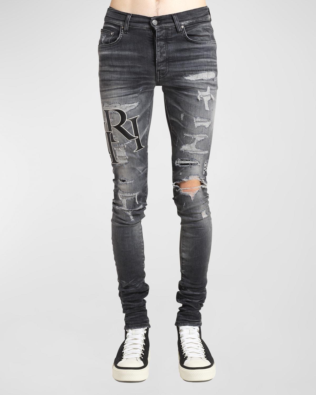 Mens Staggered Logo Skinny Jeans Product Image