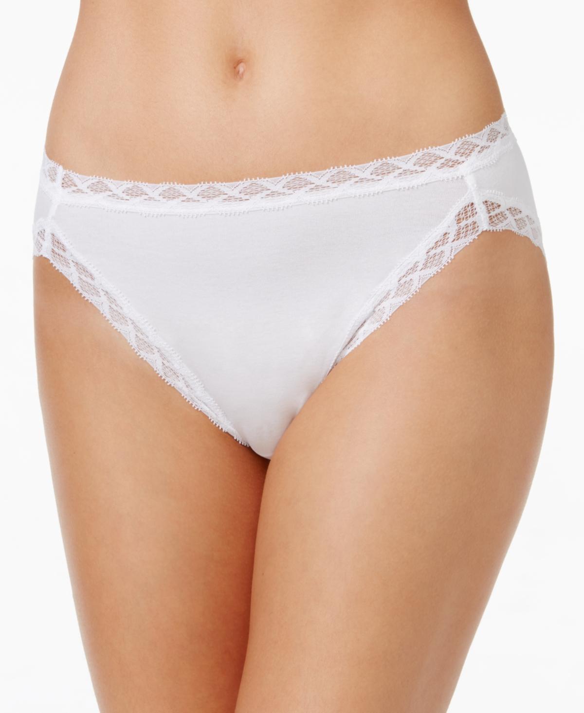 Natori Bliss Lace-Trim Cotton French-Cut Brief Underwear 152058 Product Image