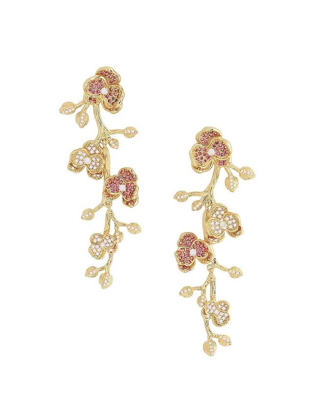 Womens Orchid 18K-Gold-Plated & Cubic Zirconia Drop Earrings Product Image