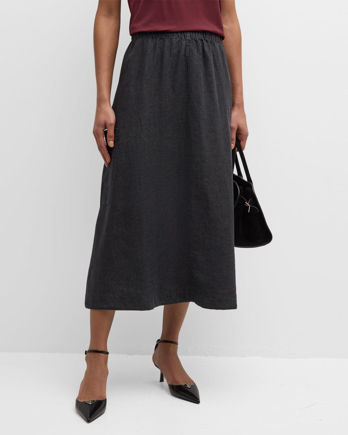 A-Line Organic Linen Midi Skirt product image