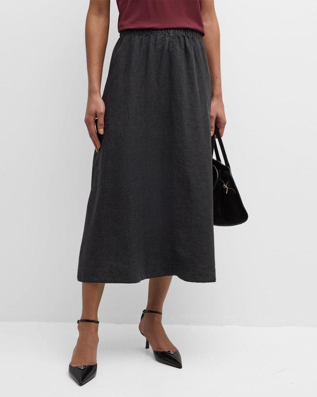 A-Line Organic Linen Midi Skirt Product Image