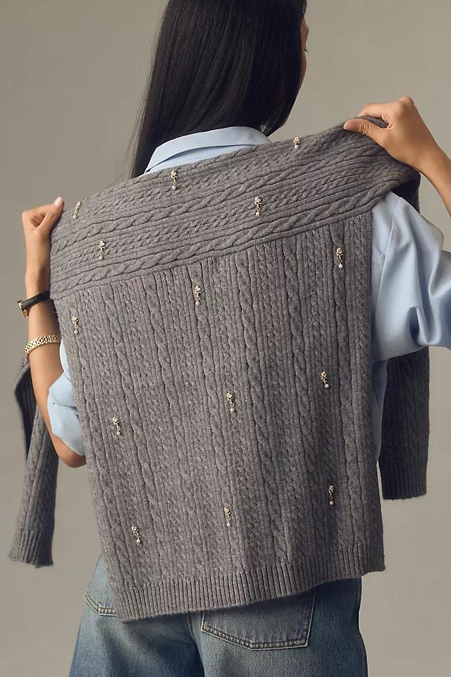 By Anthropologie Embellished Cable-Knit Shrug Product Image